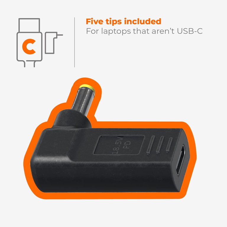Einova 100W Universal Power Adapter, Includes 5 Charging Tips & USB-C Charging and Data Cable