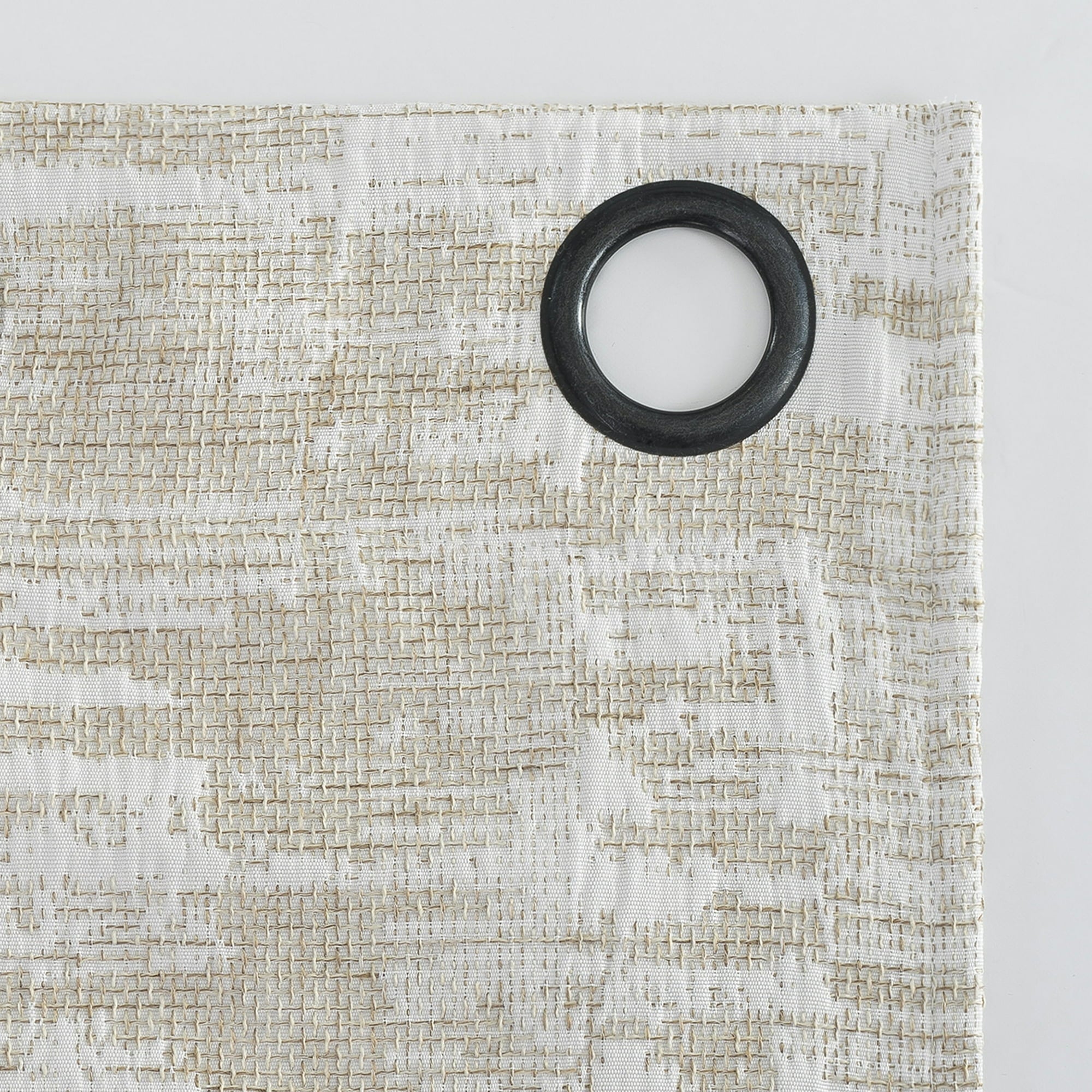 Sun Zero Parrish Distressed Grid Thermal Extreme 100% Blackout Grommet Curtain Panel In Stone