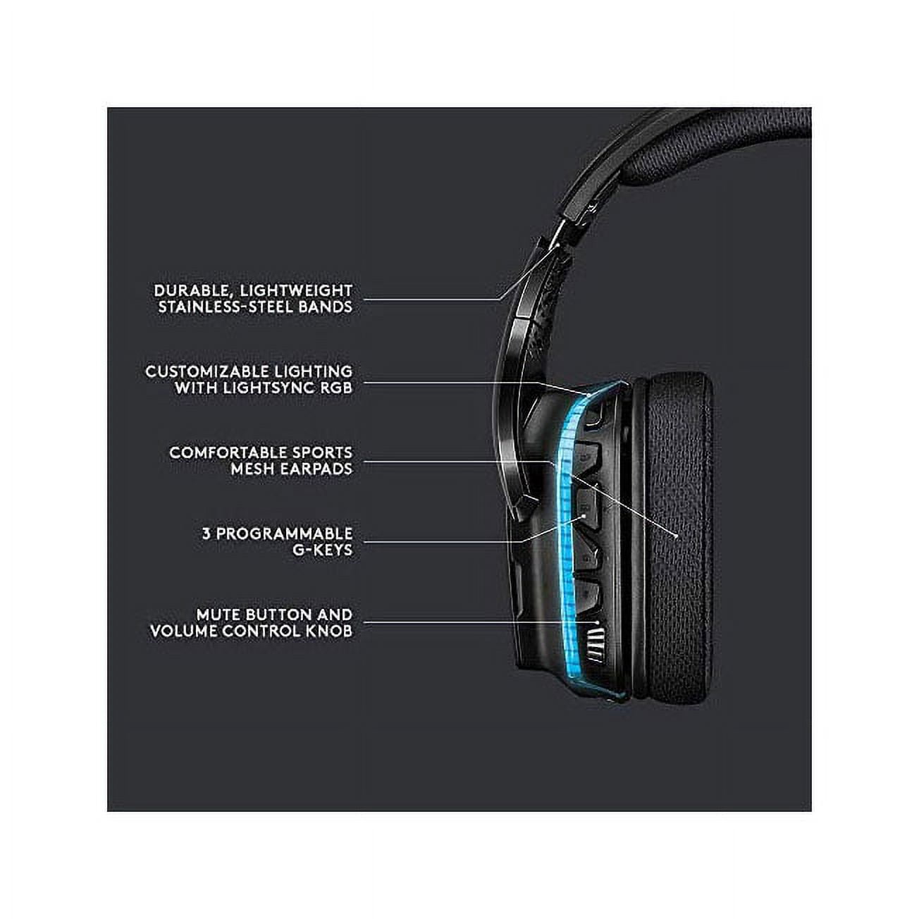 Logitech G635 DTS, X 7.1 Surround Sound LIGHTSYNC RGB PC Gaming Headset