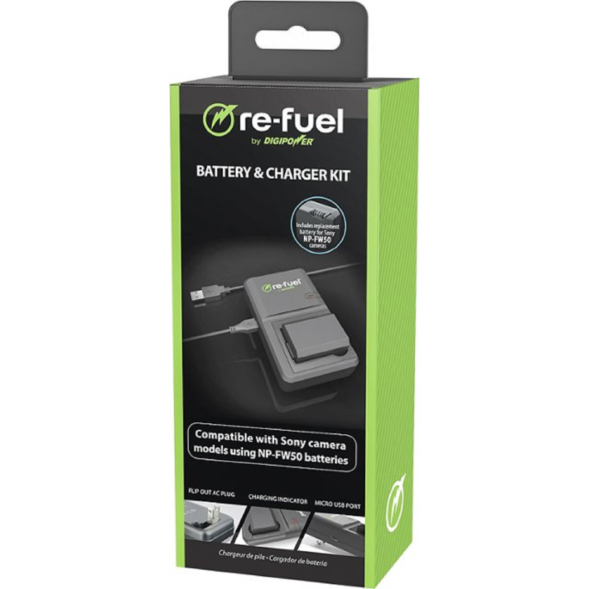Digipower - Battery charger + AC power adapter + battery - for Hasselblad Lunar; Sony Cyber-shot DSC-RX10; a6100; a6300; a6400; a6500; a7R II; a7s II