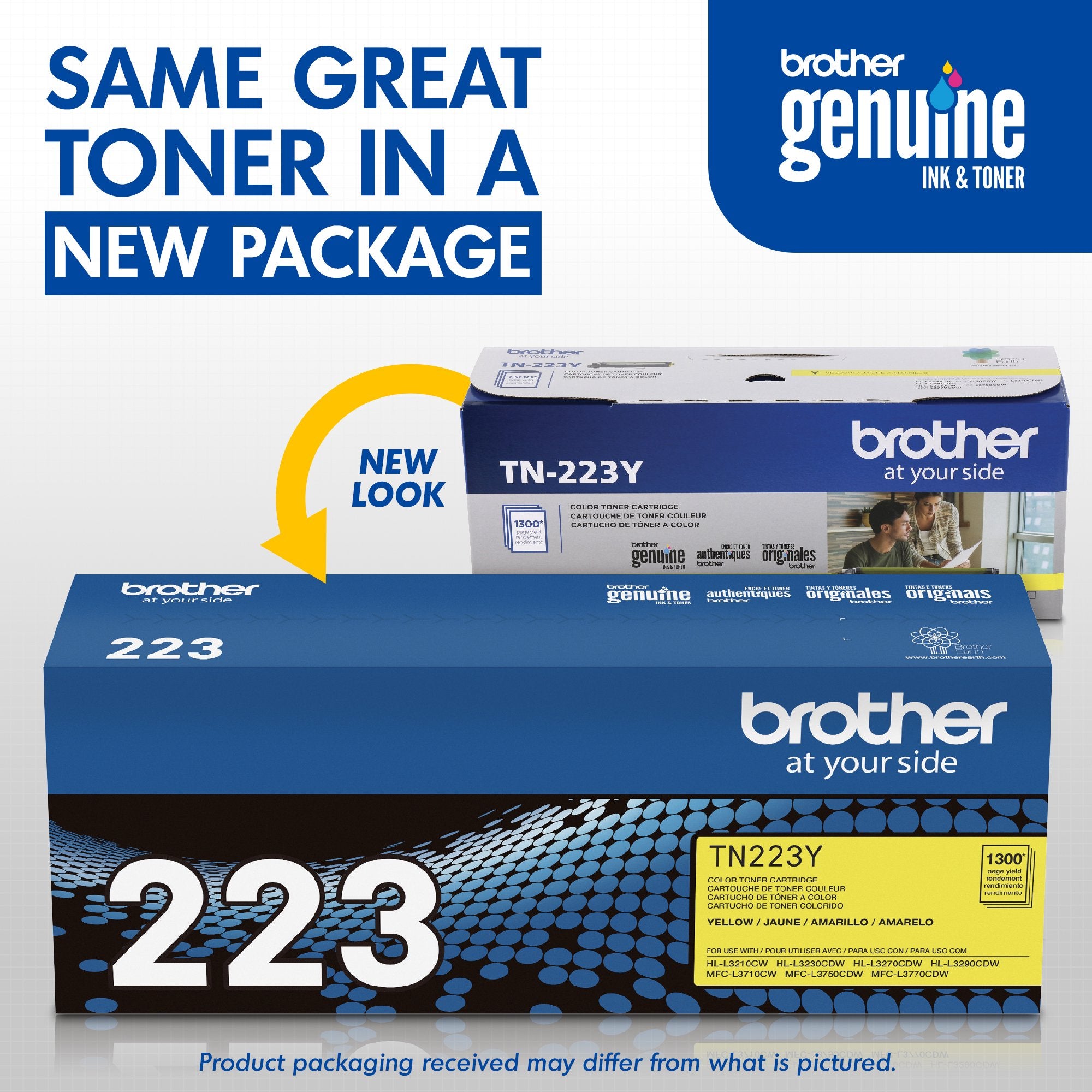 Brother Genuine TN223Y Standard Yield Yellow Printer Toner Cartridge