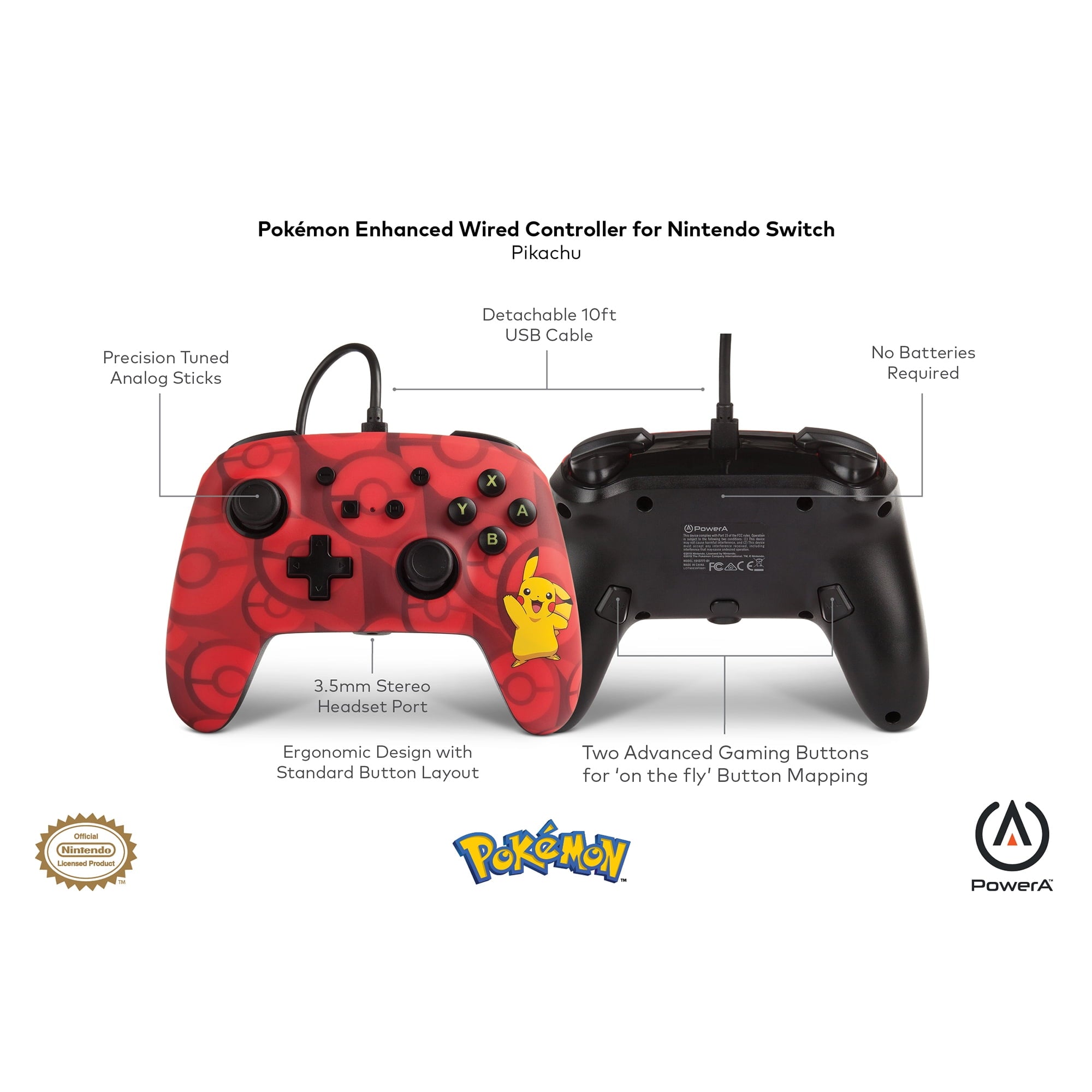 PowerA Enhanced Wired Controller for Nintendo Switch - Pokémon: Pikachu