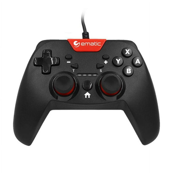 Ematic Nintendo Switch Wired Controller, Black + Red - NSWC012W