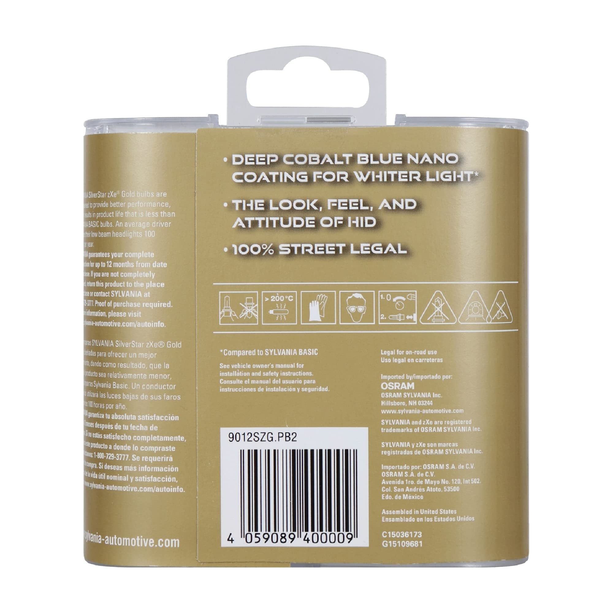 Sylvania 9012 SilverStar zXe Gold Halogen Headlight Bulb 2 Pack